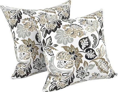 LVTXIII 2 Pack Outdoor Pillow Covers ONLY 18x18 Inch, Water-Repellent Square Decorative Cushion Covers for Patio Furniture, Garden, Sofa, Dailey Tan