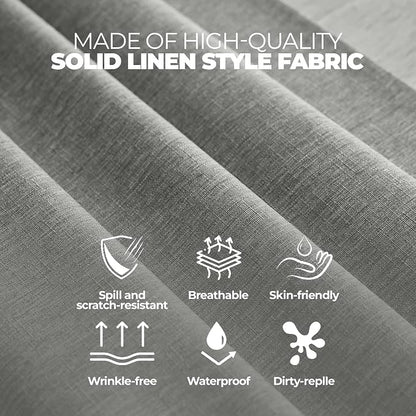 Decorelia Waterproof Linen Table Cloth for 8ft Rectangle Table, Easy to Clean Wrinkle-Free Wipeable Outdoor Tablecloth for Wedding, Party, and Camping(Oblong, 60 x 120 Inch (10-12 Seats), Dark Grey)