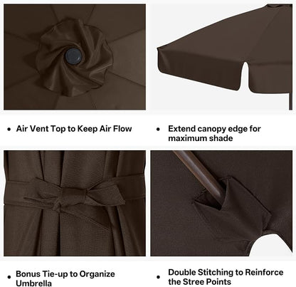 MASTERCANOPY Valance Patio Umbrella 9 ft Replacement Canopy for 8 Ribs-Brown Canopy Only