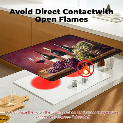 Heat-Resistant Glass Stove Top Cover with Anti-Slip Rubber Coating – 28.5x20.5 Inch Electric Stove Protector, Scratch-Resistant, Expands Counter Space, Stylish Kitchen Decor