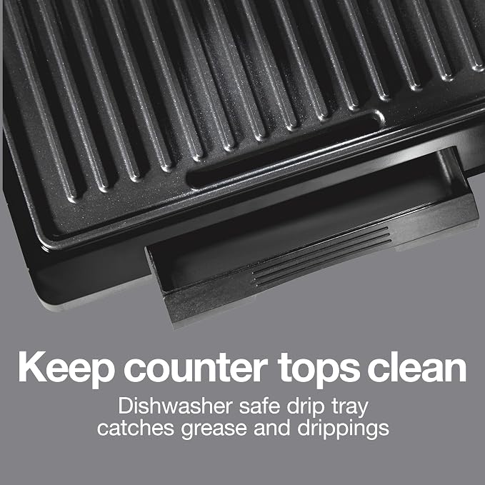 Proctor Silex Panini Press Sandwich Maker Grill & Electric Indoor Grill | 70 sq. in. Cooking Surface | Easy-Clean PFAS-Free Nonstick Grids | Compact Upright Storage | Indicator Lights | Black