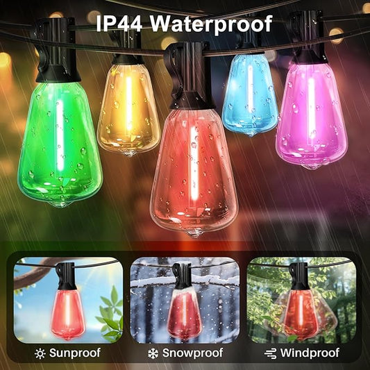 LAMPHOME 4-Pack 26FT ST38 Outdoor String Lights, Multicolor Shatterproof Edison LED Patio Lights, Connectable Waterproof Hanging Lights for Easter, Outside Bistro, Patio & Party Decorations