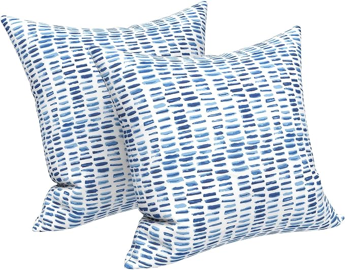 LVTXIII 2 Pack Outdoor Throw Pillow Covers for Patio Furniture, 16x16 Inch Square Pillow Case, Water-Repellent Cushion Covers for Garden, Porch, Sofa, A Pebble Blue