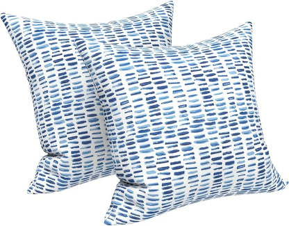 LVTXIII 2 Pack Outdoor Throw Pillow Covers for Patio Furniture, 16x16 Inch Square Pillow Case, Water-Repellent Cushion Covers for Garden, Porch, Sofa, A Pebble Blue