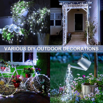 JMEXSUSS 2 Pack Solar String Lights Outdoor Waterproof, Each 33FT 100 LED Solar Fairy Lights Outdoor, 8 Modes White Christmas Light for Outside Garden Tree Patio Yard Wedding Christmas Decorations