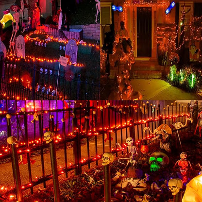 75.8FT 200 LED Extendable Orange Halloween String Lights Indoor Outdoor | Timer & Memory Function & 8 Modes Plug in Mini Twinkle String Lights Waterproof for Fall Halloween Thanksgiving Day Decor