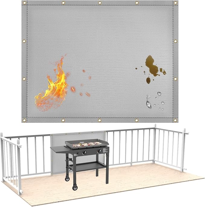 3'x4' Fireproof Heat Shield for Wall Behind Grill Protect Deck Fence from Grill Heat, Heat Shield Grill Mat, Stove Wall Protector Fridge, Grill Mat Accessories Compatible with Blackstone, Grey