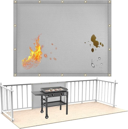 3'x4' Fireproof Heat Shield for Wall Behind Grill Protect Deck Fence from Grill Heat, Heat Shield Grill Mat, Stove Wall Protector Fridge, Grill Mat Accessories Compatible with Blackstone, Grey
