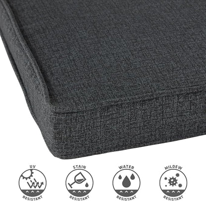 Outdoor 18 inch Square Patio Dining Chair Pads – Comfortable Fiber-Filled Seat Cushions with Ties, Reversible Polyester Fabric - Carbon, Set of 2