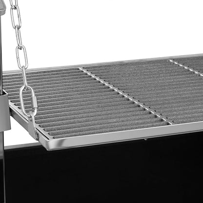 KoolMore 92 in. Charcoal and Wood BBQ Grill, Santa Maria Argentine Style Grill with Dual Adjustable Grate, Heavy Duty, in Black