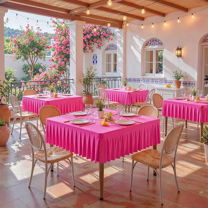 PARTISKY Hot Pink Spandex Square Tablecloths 34x34 Inch 4 Pack, Wrinkle Free Fitted Card Table Cloth Stretch Square Table Cover for Kitchen Dinner, Holiday Party, Wedding Banquet, Display Trade Show