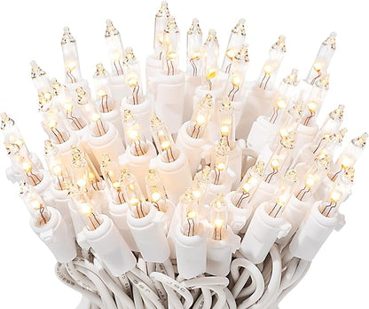 612 Vermont 100 LED Clear Christmas Lights on White Wire, UL Approved, Indoor and Outdoor Use, 24.75 Foot of Lighted Length, 25.4 Foot of Total Length