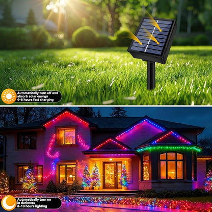 Solar String Lights Outdoor Waterproof 2 Pack Total 66ft 200LED Multicolor | 8 Modes Twinkle Lights Solar Fairy Lights for Patio, Garden Yard Party Wedding Tree Christmas Halloween Decoration
