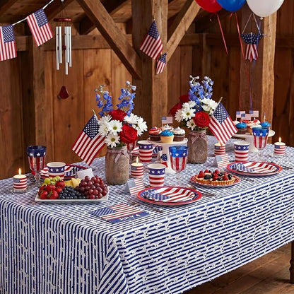 Independence Day Table Cloth 4th of July Decoration 58x120inch American Flag Blue White Striped Star Dresser Scarves Holiday Table Overlays Outdoor Party Celebration