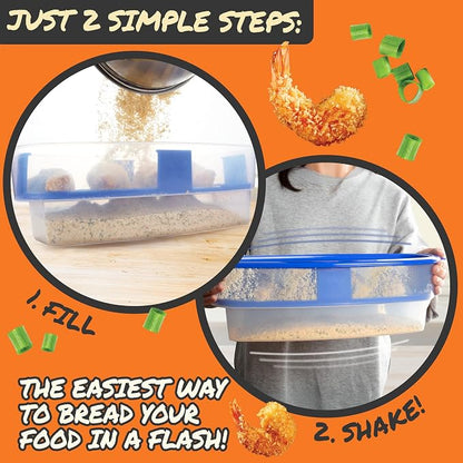 COOK'S CHOICE XL Original Better Breader Bowl 16" Mess-Free Breading Tray | Shake & Coat Batter Bowl w Lid for Chicken, Fish, & Vegetables, Great for Fish Fry, Tenders, Wings-Easy Cleanup & Made in USA