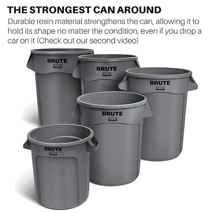 Rubbermaid Commercial Products BRUTE Heavy-Duty Round Trash Can with Venting Channels, 10-Gallon, Blue, Waste Container for Landscapers/Construction Sites/Restaurants/Offices/Warehouses/Home, Pack of 6