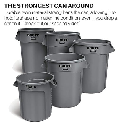 Rubbermaid Commercial Products BRUTE Heavy-Duty Round Trash/Garbage Can, 10-Gallon, Yellow, Outdoor Waste Container for Landscapers/Construction/Restaurants/Back of House/Offices/Warehouses, Pack of 6