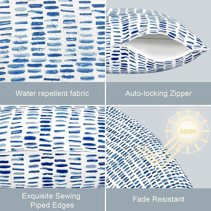 LVTXIII Pack of 2 Outdoor Throw Pillow Covers Accent Waterproof Pillow Covers ONLY, Patio Square Cushion Cases for Garden Balcony Couch Sofa Decoration 18x18 inch, Pebble Blue
