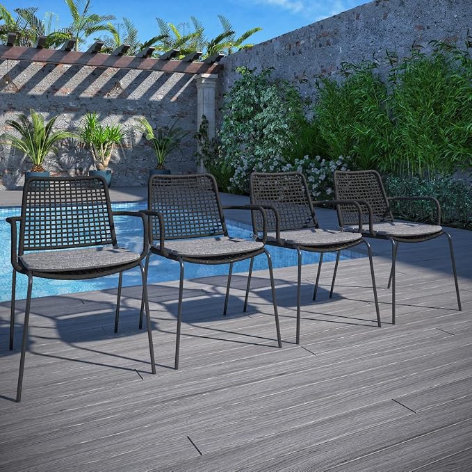 Amazonia San Marino 7-Piece Outdoor Rectangular Dining Table Set | Eucalyptus Wood | Ideal for Patio and Indoors