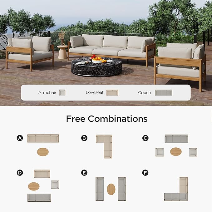 Acanva Vento Outdoor Patio Furniture Set, Armchair | All-Weather Aluminium Frame, Water-Resistant Olefin Cushions, Patio Conversation Sets for Backyard, Garden, Porch