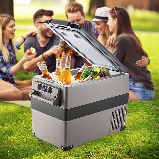 VEVOR 12 Volt Refrigerator, 48 Quart (45L) Fast Cooling Car Fridge, Portable Freezer with App Control (-4℉~68℉), 12/24v DC & 110-240v AC for Travel, Truck, Camping and Home Use, Black