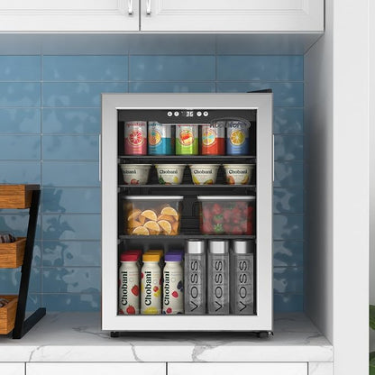 KoolMore 17 Inch Beverage Refrigerator, 2.5 Cu. Ft. Fridge Cooler, 70 Can Glass Door Drink Fridge for Dorm, Bedroom, Office, Bar, Retail Display, ETL Listed