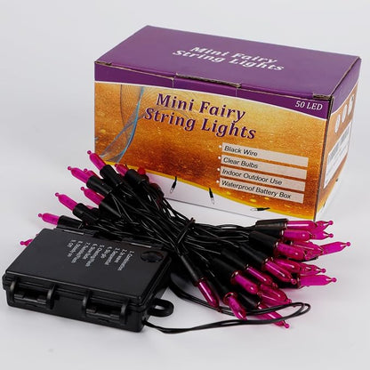 WATERGLIDE 50 LED Outdoor Halloween Lights, 16 FT Mini String Light with 8 Modes, Waterproof Battery Operated Tree Lights for Indoor Outdoor Patio Garden Party Wedding Decoration, Purple