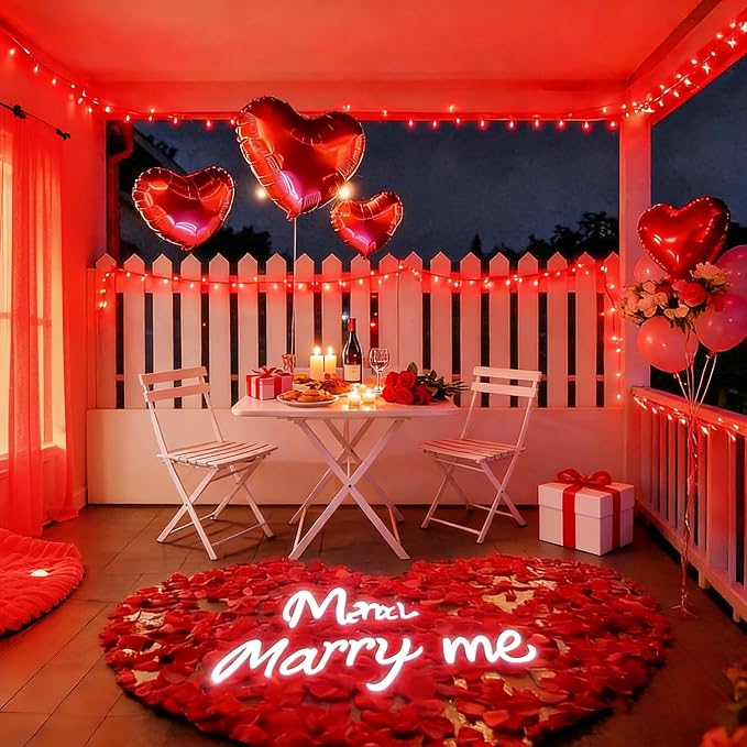 Red Valentines Day Decor Lights,100 Count 19.6FT Mini Valentine's Lights,Red Christmas String Fairy Lights Outdoor Indoor Plug in for Room Party Wedding Tree Valentines Day Decorations