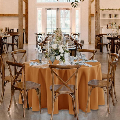 Fitable 6 Pack Bronze Round Tablecloths - 120 Inches in Diameter | Wrinkle & Stain Resistant, Washable Polyester Fabric, For Wedding Party Banquet Formal Events Fall Thanksgiving Harvest