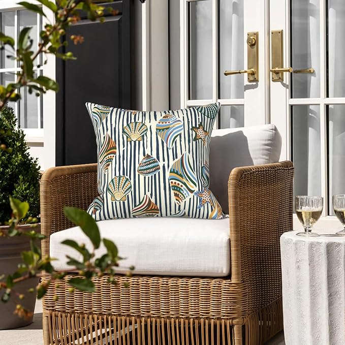 LVTXIII 2 Pack Outdoor Pillow Covers ONLY 18x18 Inch, Water-Repellent Square Decorative Cushion Covers for Patio Furniture, Garden, Sofa, Cabana Shells