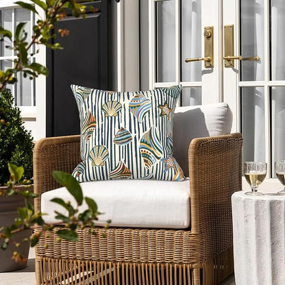 LVTXIII 2 Pack Outdoor Pillow Covers ONLY 18x18 Inch, Water-Repellent Square Decorative Cushion Covers for Patio Furniture, Garden, Sofa, Cabana Shells