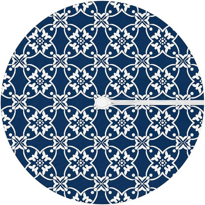 Navy Blue Mandala Outdoor Round Fitted Tablecloth with Umbrella Hole and Zipper, 45"-56" Elastic Patio Table Cloth Oil-Proof Waterproof Patio Table Cover for Picnic Party Camping
