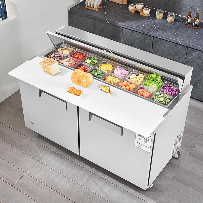 VEVOR Under Counter Drawer Refrigerator, 24 In Stainless Steel Fridge with Temperature Control, Dual Drawer Refrigerator with Powerful Compressor & LED Display, for Home, Office, and Commercial Use