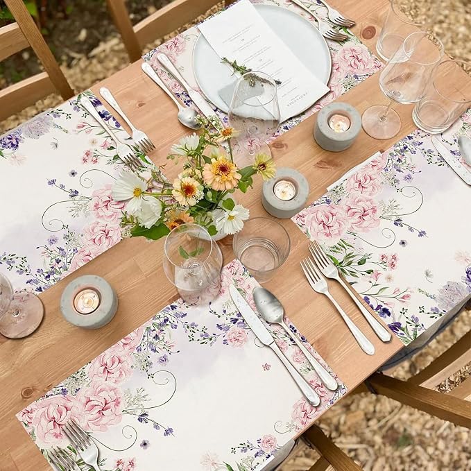 Paper Placemats Disposable 50 Pack Watercolor Flower Disposable Placemats 16x 11 Inch Summer Paper Table Mats for Home Kitchen Dining Table Decoration Wedding Party Supplies