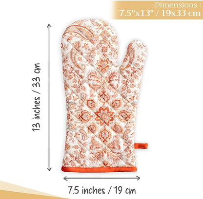 Maison d'Hermine Oven Gloves 100% Cotton Oven Mitt (7" x 13", Pack of 1) | With Loop Heat Resistant BBQ Cooking Gloves Baking Kitchen Handling Hot Pans Thanksgiving Christmas - Cachemire