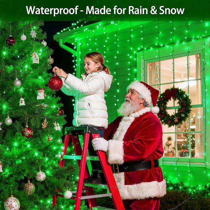 300LED Christmas Lights Outdoor Indoor Use, 12 Lighting Modes 75ft Christmas Tree Lights with Timer, Dimmable Plug in Green LED StringLights Waterproof for Yard Tree Wedding Party Holiday Green