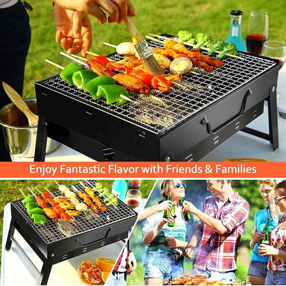Moclever Folding Portable Charcoal Grill – Stainless Steel Mini BBQ Grill for Outdoor Cooking, Camping, Picnics, Beach, Tailgating, Compact & Easy to Carry