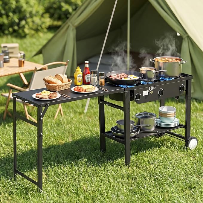 ROVSUN 2/3 Burner Outdoor Propane Gas Stove High Pressure Stand Cooker for Backyard Cooking Camping Home Brewing Canning Turkey Frying