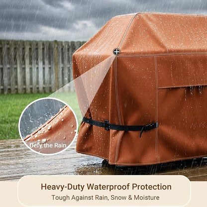 NettyPro BBQ Grill Cover 52 inch Heavy Duty Waterproof Outdoor 2-3 Burners Gas Grill Cover for Outside Weber, Char-Broil, Brinkmann, Nexgrill Barbecue, Brown
