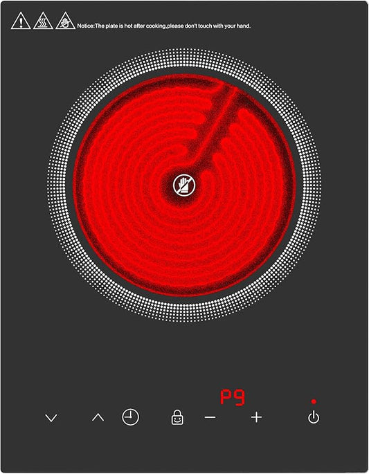 single burner Electric Cooktop,110V 1800W Electric Stove Top with LED Touch Control,Portable cooktop 9 Power Levels, 4hTimer, Safety Lock,Overheat protection