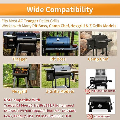 Replacement Fire Pot Burn Pot and Hot Rod Ignitor Kit with Screws and Fuse for Traeger, Pit Boss, Camp Chef, Z-Grills Wood Pellet Grill & Smoker – Heavy Duty 7-Hole Firepot Combo Assembly Parts