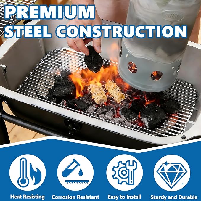 SafBbcue Stainless Steel Charcoal Grate for PK300 Grills Smoker, Grill Charcoal Grate for PK300AF Grills & Smoker Accessories, Stainless Steel BBQ Grill Grate for PK300 Parts, 20.5" x 12.5"