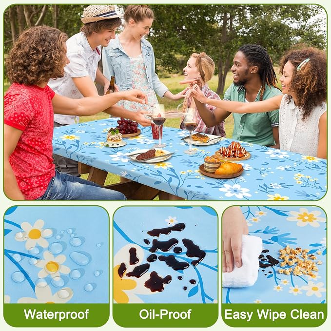 Picnic Table and Bench Cover Set, Waterproof Fitted Elastic Cloth | Portable Camping Essentials With Built-In Storage Pocket And Waterproof Fabric For Outdoor RV Or Picnic Table Use