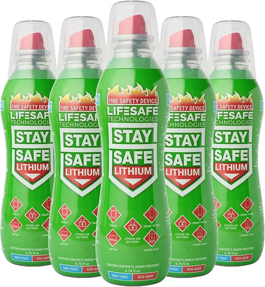 StaySafe Lithium Fire Extinguishing Spray By LifeSafe Technologies | Patented Non-Toxic Fluid Suppresses Fires Caused By Lithium-Ion Batteries in Phones, Laptops, Power Banks and Other Electronics