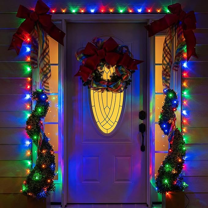 Battery Operated String Lights - 2 Pack Total 33ft 100 LEDs Multicolor Christmas Lights with Timer, 8 Modes Waterproof Twinkle Lights for Indoor Outdoor Xmas Tree Wreath Party Holiday Decorations