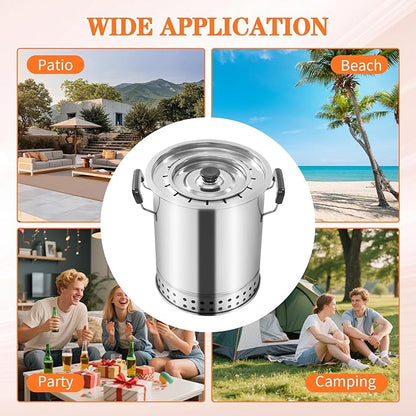 Smokeless Charcoal Hanging Grill, Stainless Steel Mini Kebob Grill with 16 Skewers, Portable Surround Charcoal kebab Grill for Home Party Outdoor Camping