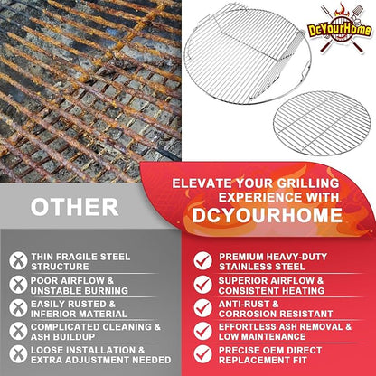 Round Grill Grate for Weber 22" Original Kettle Charcoal Grills, 7436 Cooking Grate & 7441 Charcoal Grate for Weber Performer/Jumbo Joe Premium/ Master-Touch & Other 22 Kettle Grill Accessories