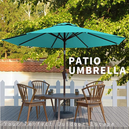 10FT Patio Umbrella, Outdoor Umbrella with Push Button Tilt and Crank, 8 Sturdy Ribs, UV Protection & Waterproof Market Umbrella for Pool, Backyard, Beach,Deck
