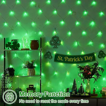 QITONG Green Net Lights Outdoor Mesh Lights, 360 LED 12ft x 5ft Christmas Net Light with 8 Modes, Clear Wire Bush Light Plug in