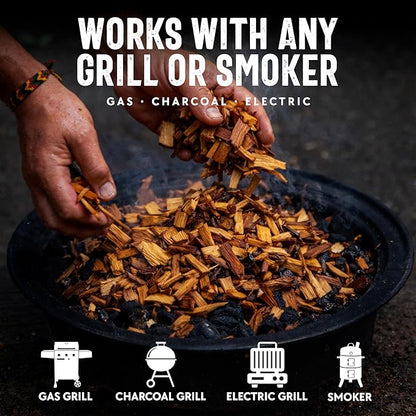 Mr. Bar-B-Q Hickory Wood Smoking Chips, 100% All Natural Wood Chips for Smokers, Works with Smoker, Gas, Electric Grill, Smoky & Fruity Flavor for Picnics, Grilling, Smoker, BBQ & Camping (1.8 Lb Bag)